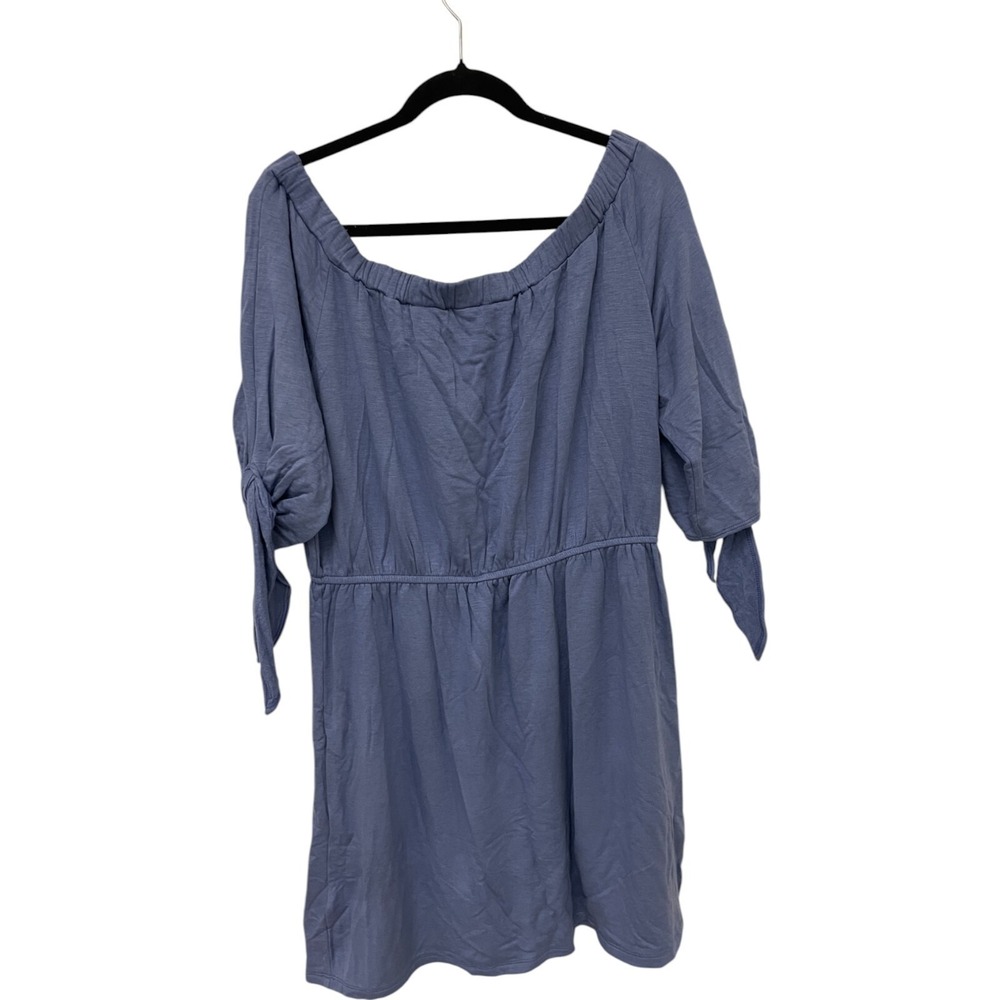The Vanity Room Off Shoulder Dress Womens Size Plus 2X fleece‎ Blue Stretch NWT - Picture 4 of 16